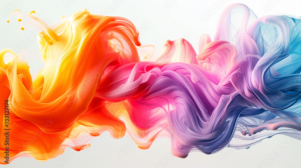 Flow of a wave of rainbow colored paint. Abstract background. Generative AI