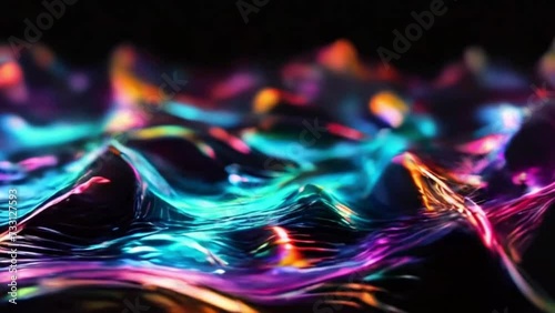 Wallpaper Mural Video. Abstract background, neon waves on a black background. AI generative. The video shows neon waves moving on a black background. Background for advertising. Torontodigital.ca