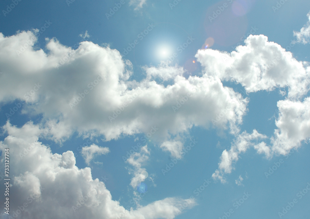white air clouds in the blue sky
