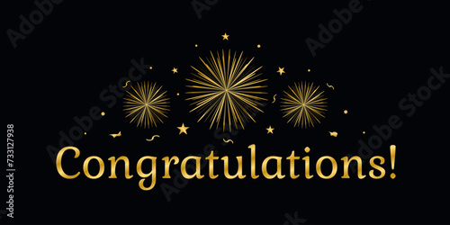 Congratulations! Gold celebration background with confetti, win, prestige, award, popular, trend, prestige, ver 4