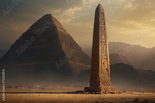 Ancient Ruins and Portal History in the African Desert with Luxor Egyptian Obelisk and Eiffel Tower