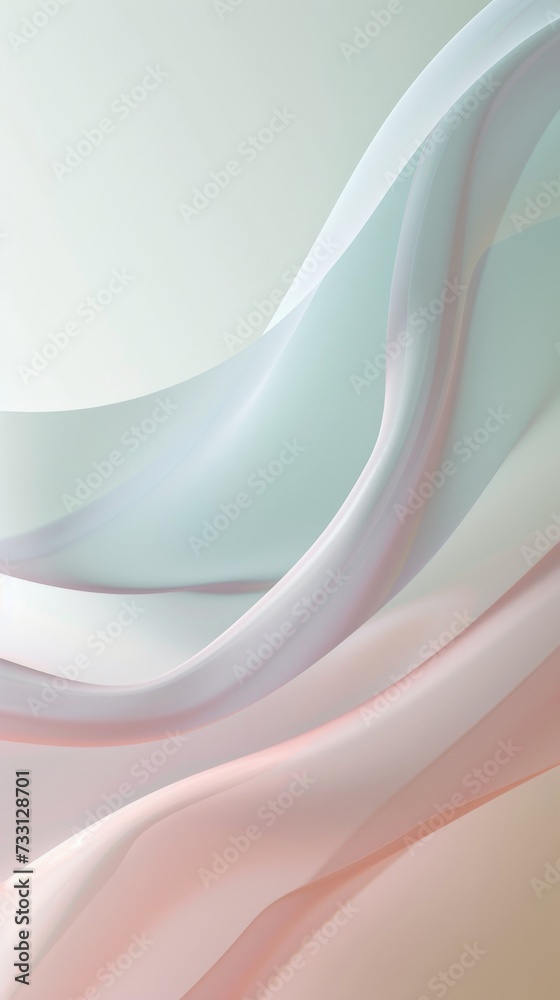 Fototapeta premium Abstract floating wave design wallpaper. Soft green and pink colors. Soft Minimalist Backdrops for smartphones. Quiet Backgrounds. Great for versatile social media content.