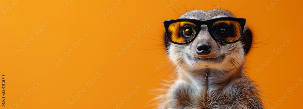 Meerkat in glasses with space for text, billboard Meerkat in glasses with space for text, billboard