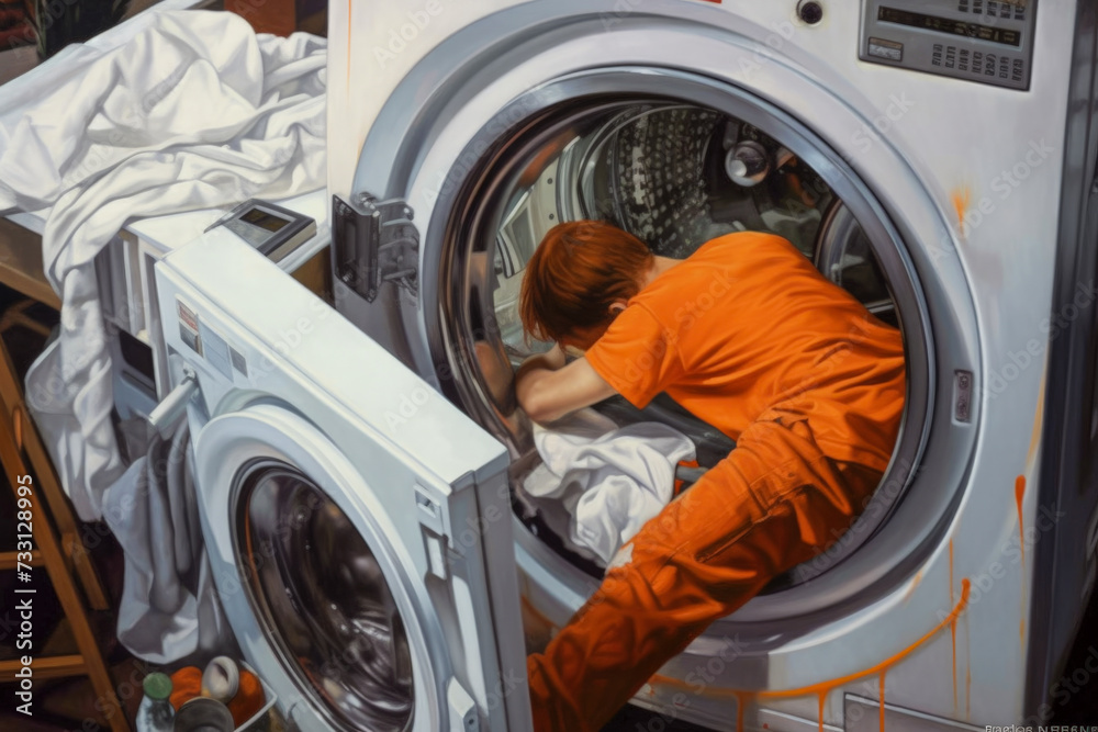 People engaged in housework People engaged in housework