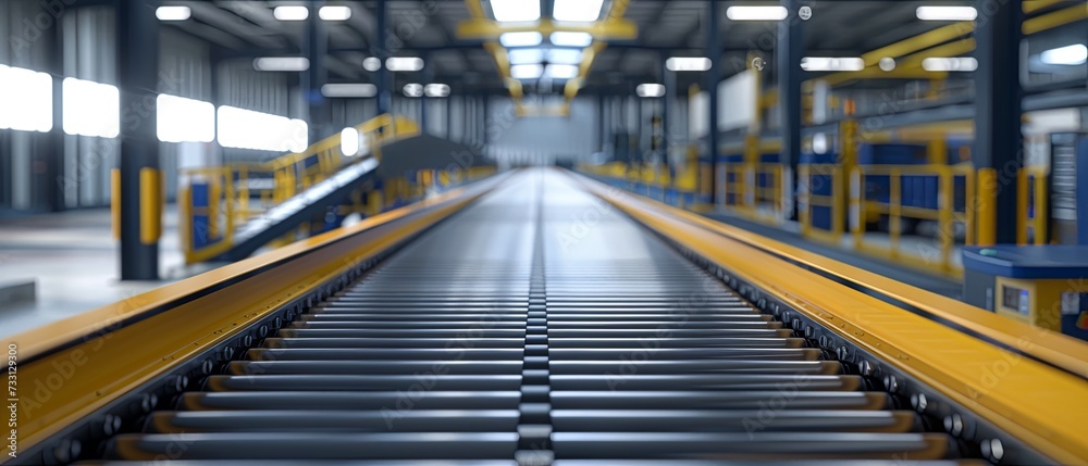 Conveyor Belt in a Large Warehouse Conveyor Belt in a Large Warehouse
