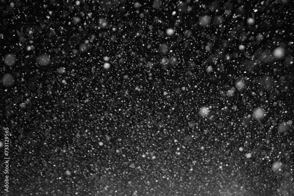 Capturing the peaceful beauty of a winter day, this black and white photograph showcases the delicate dance of snowflakes as they gracefully descend from the sky.