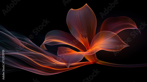 Abstract Floral Design with Flowing Textures and Lines - Digital Art Concept