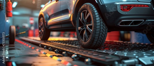 Car Being Manufactured on Conveyor Belt in Factory © DigitalMuseCreations