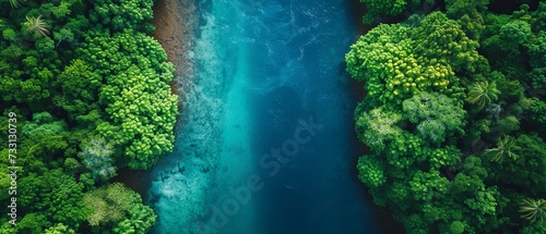 Aerial View of a River Surrounded by Trees