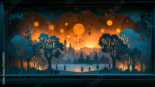 Children's theater scene, storytelling fairy tales and fables