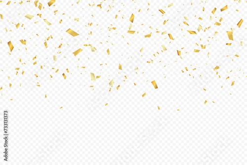 Glittering confetti on a transparent background. Gold confetti