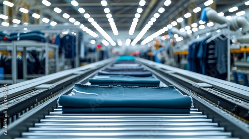 Industrial Robots Sorting Textiles on Automated Production Line