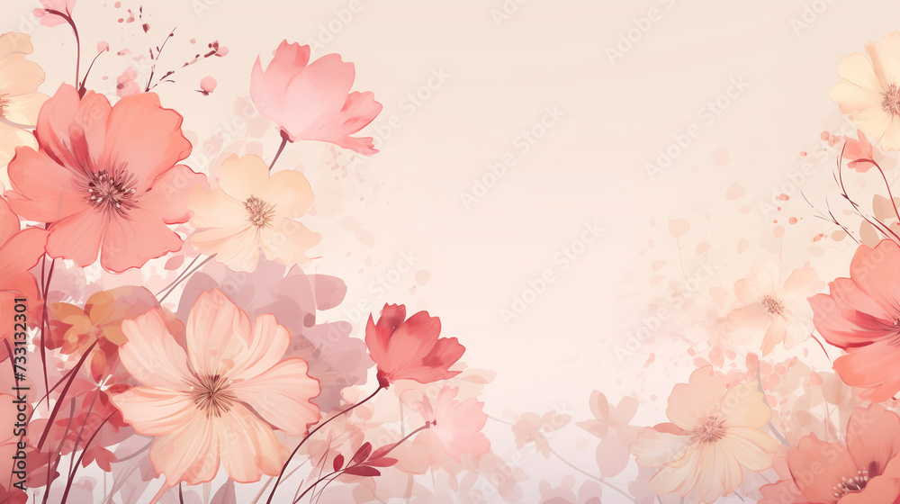 Background Illustration with Beautiful Red Flowers Background Illustration with Beautiful Red Flowers