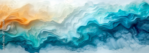 Abstract Watercolor Background: Teal Blue and Green Liquid Fluid Texture for Banners © Tomasz