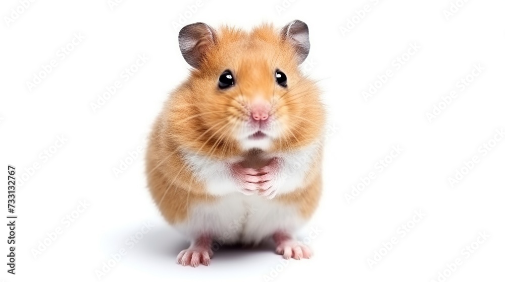 Cute Syrian hamster with a distinctive light orange color isolated on white. High quality horizontal photos Cute Syrian hamster with a distinctive light orange color isolated on white. High quality horizontal photos