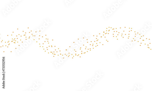 Wavy doted and confetti golden glitter on transparent background. Shiny glittering dust. Gold glitter sparkle confetti that floats down falling