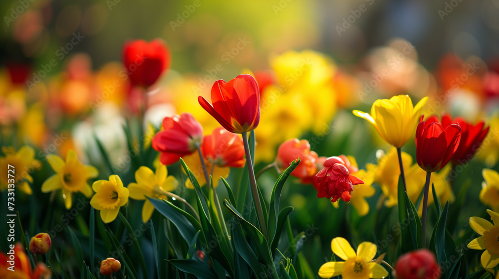 Sunset in the garden. AI generated art illustration. Sunset in the garden. AI generated art illustration.