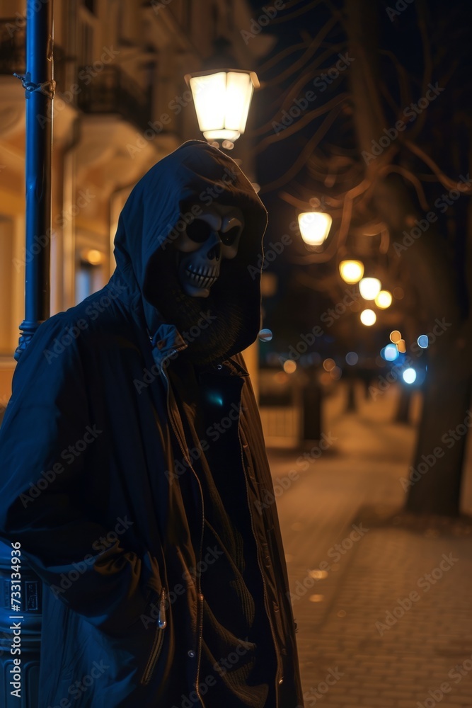 Person in Hooded Jacket Standing on Sidewalk Person in Hooded Jacket Standing on Sidewalk