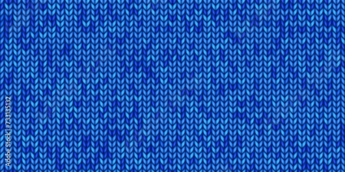 Bright blue endless tricot pattern. Wool warm knit background. Blend handwoven fabric texture for a scarf or sweater. Vector illustration