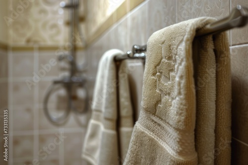 Towel Hanging on Bathroom Towel Rack