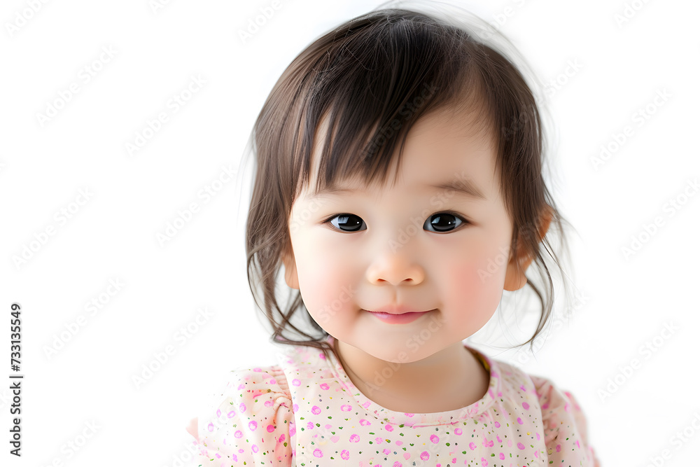 Closeup portrait of asian kid toddler girl isolated on white background Closeup portrait of asian kid toddler girl isolated on white background