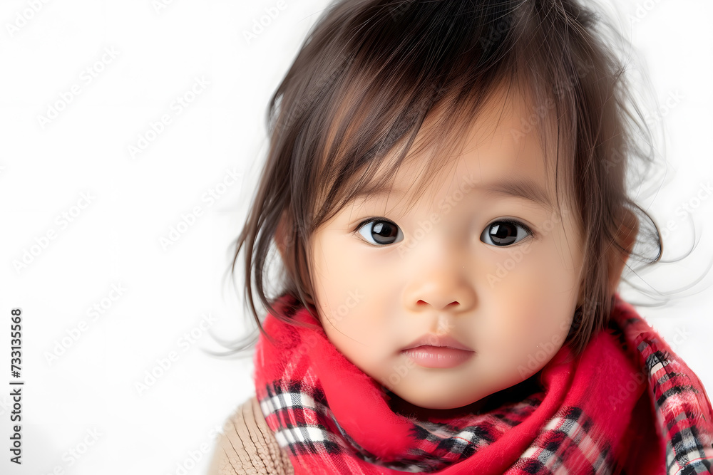 Closeup portrait of asian kid toddler girl isolated on white background Closeup portrait of asian kid toddler girl isolated on white background