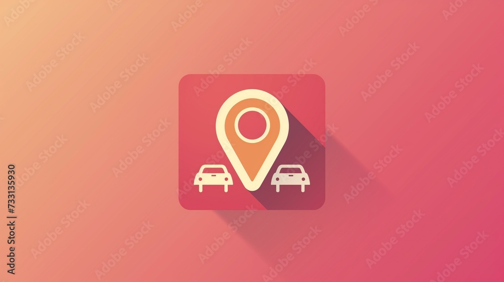 Digital Navigation App with Car Location Pin Icon, Modern Travel Concept