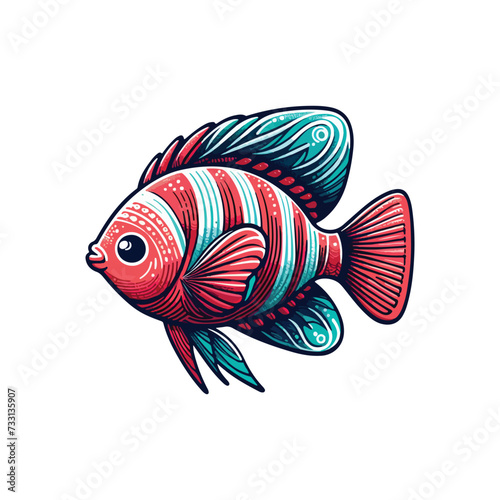 vector cute fish sea animal cartoon sticker