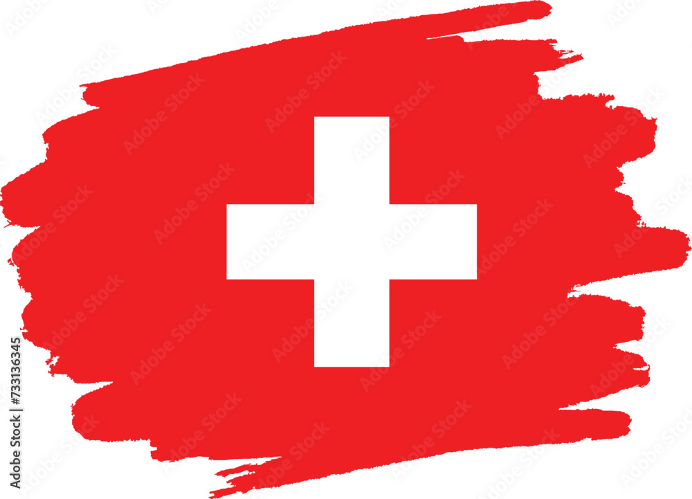 Switzerland flag painted with brush