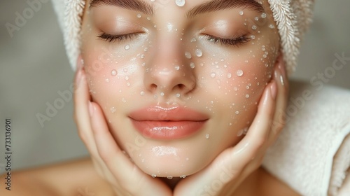 Close-Up of Woman s Face with Fresh Water Droplets - Skincare Hydration and Beauty Concept