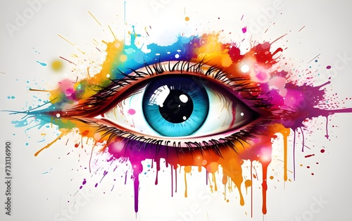 a multicolored macro of a human eyeball demonstrates originality and artistic fashion expression through a visionary design approach