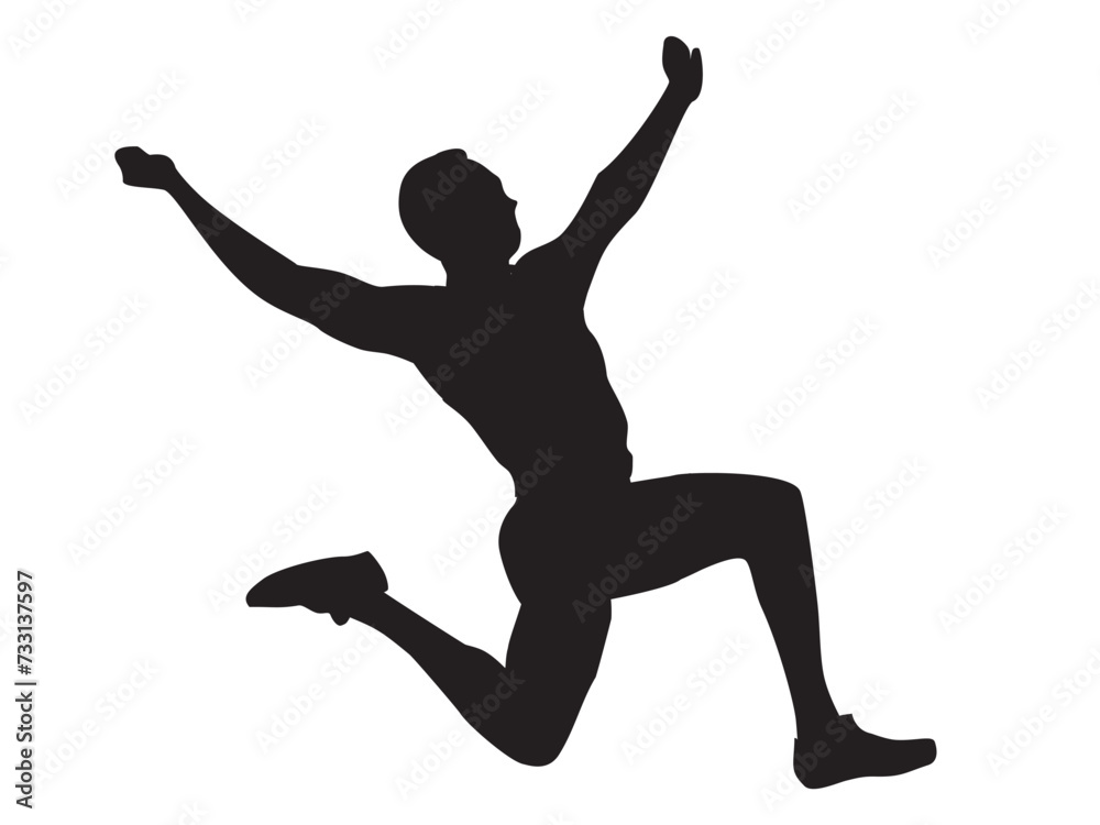 Thats one hell of a jump. Low angle shot of a handsome young man leaping high into the air during his long jump attempt.