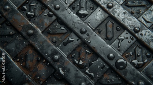 Wet Metallic Surface with Water Droplets - Detailed Industrial Texture Concept © Tiz21