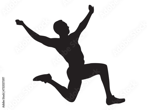 Thats one hell of a jump. Low angle shot of a handsome young man leaping high into the air during his long jump attempt.