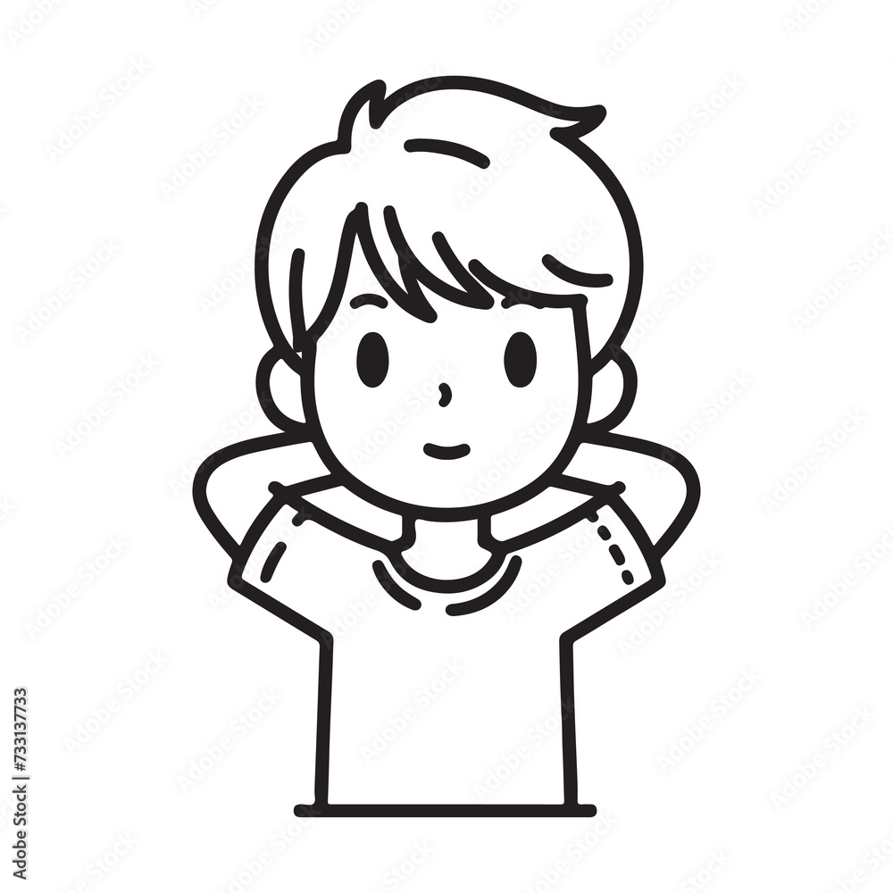 vector cute boy outline for colouring