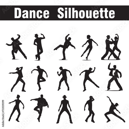 vector white party background with dancing silhouettes photo