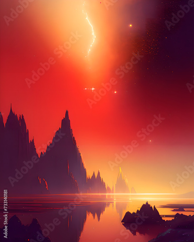 sunset in the mountains