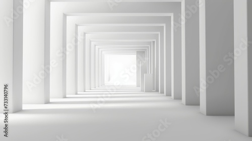 Abstract 3d rendering of the white grey light geometric minimal background