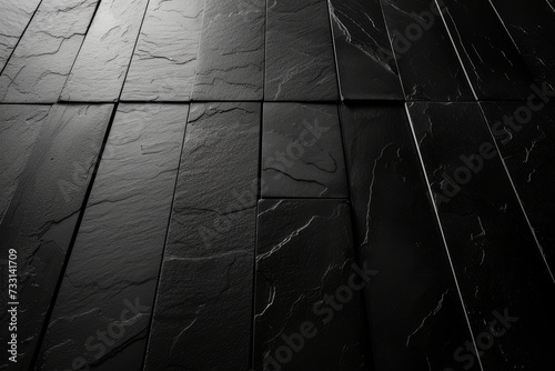 Background Black texture of brock rock marble stone wall  pattern tiles. Minimalist style. Clean and modern. Flat lay photo