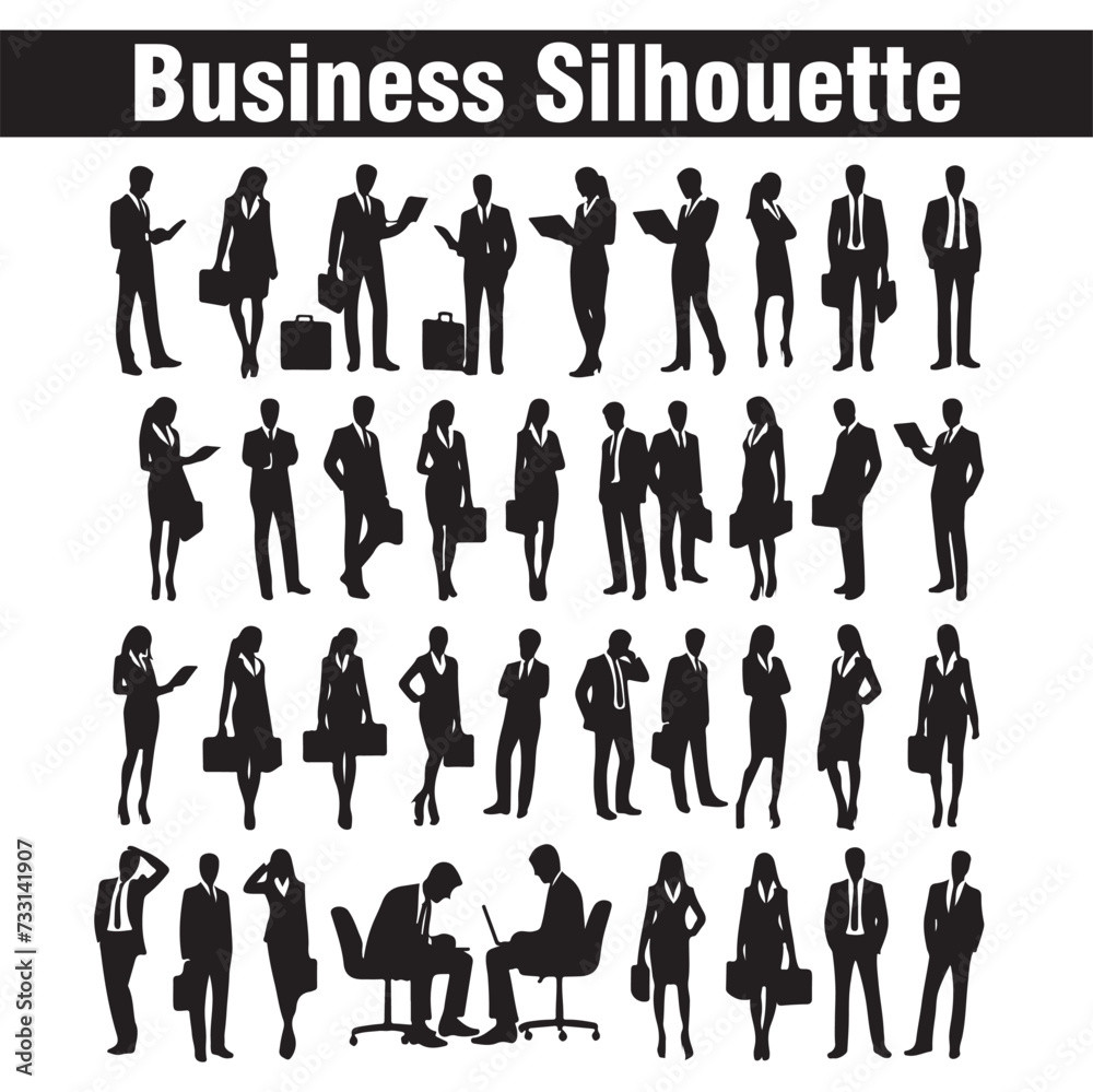  vector business people silhouettes pack