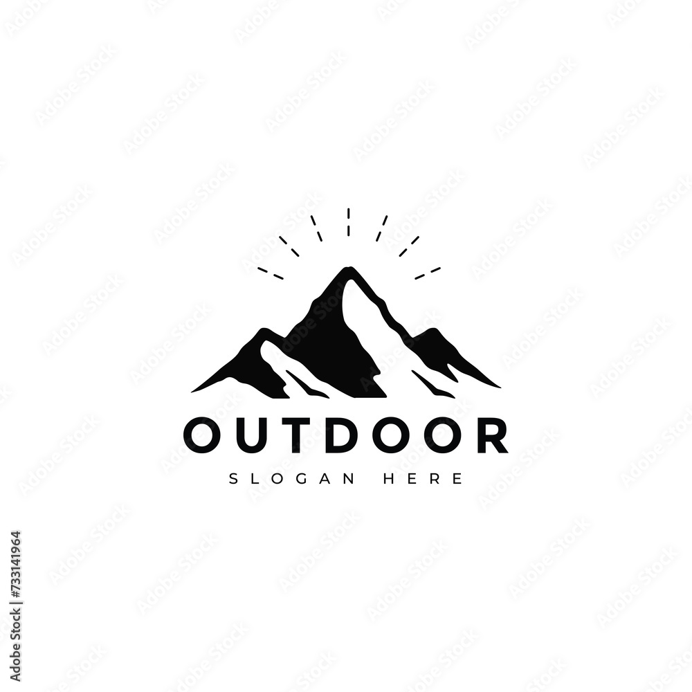 mountain outdoor logo design graphic vector