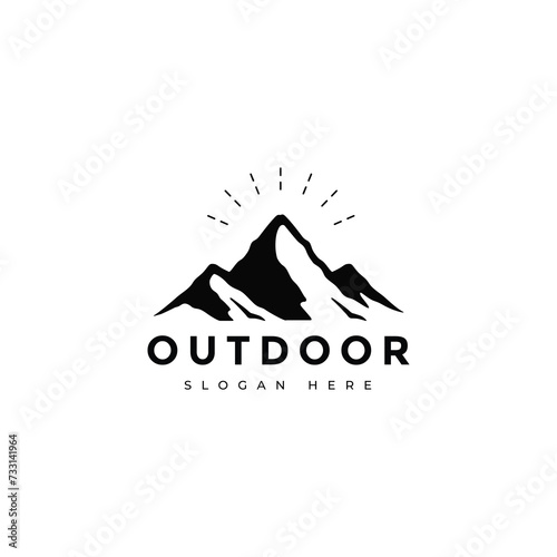 mountain outdoor logo design graphic vector
