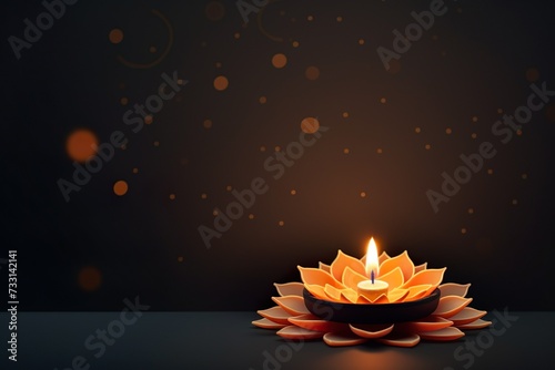Illustration of Diwali festival Diya Lamp with rangoli Ai Generated Happy Diwali - festival of lights tradition - diwali diya with lighting in the background ai generated 
