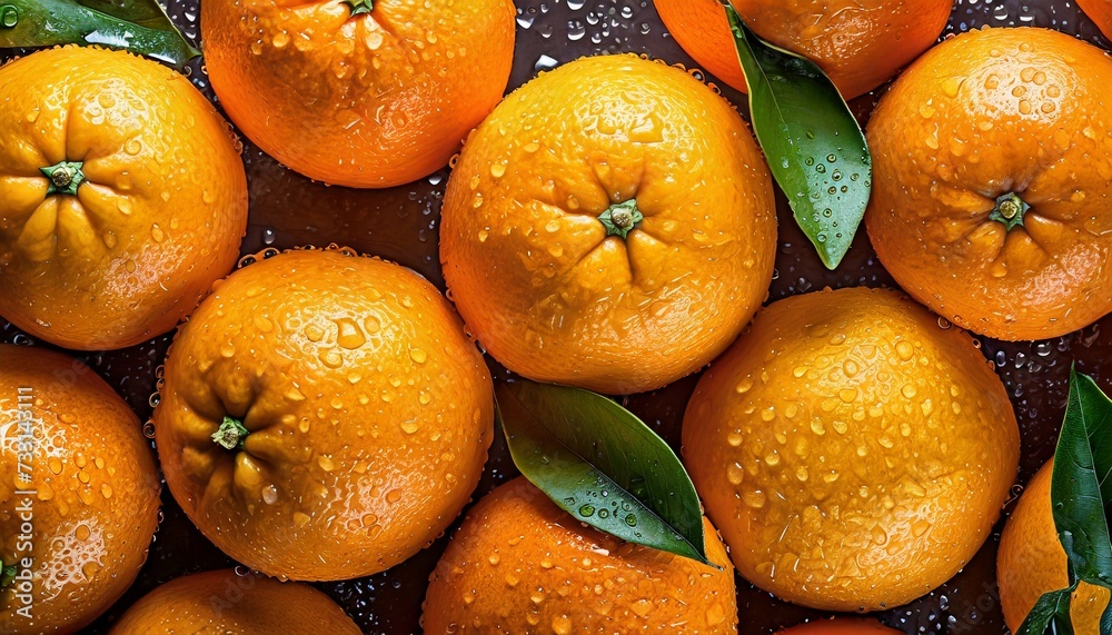 Fresh and juicy oranges with leaves, water droplets. Tasty and sweet citrus fruits. Fresh and juicy oranges with leaves, water droplets. Tasty and sweet citrus fruits.