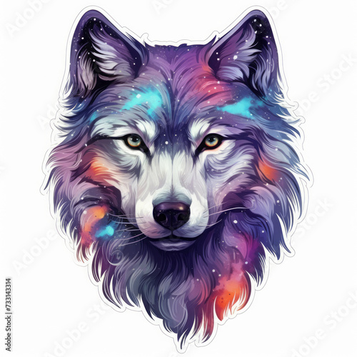 wolf sticker a white background, isolate. colorful icon. dog, predator, beast.