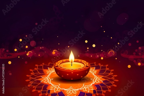 Illustration of Diwali festival Diya Lamp with rangoli Ai Generated Happy Diwali - festival of lights tradition - diwali diya with lighting in the background ai generated 
