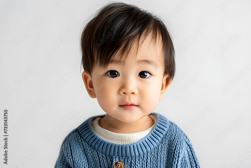 Closeup portrait of asian kid toddler boy isolated on white background Closeup portrait of asian kid toddler boy isolated on white background