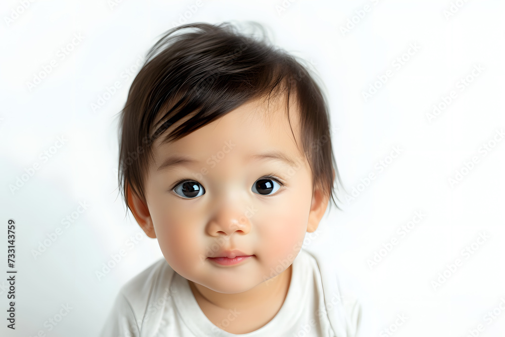 Closeup portrait of asian kid toddler boy isolated on white background Closeup portrait of asian kid toddler boy isolated on white background