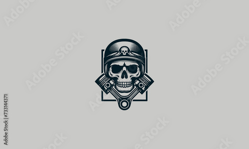 head skull with piston vector illustration mascot design