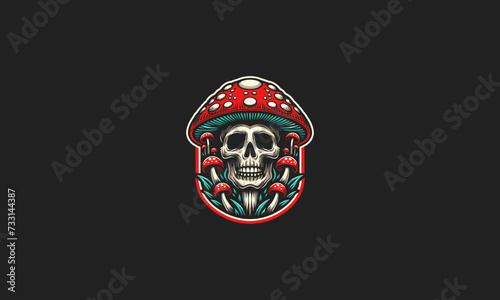 head skull and mushroom vector illustration mascot design
